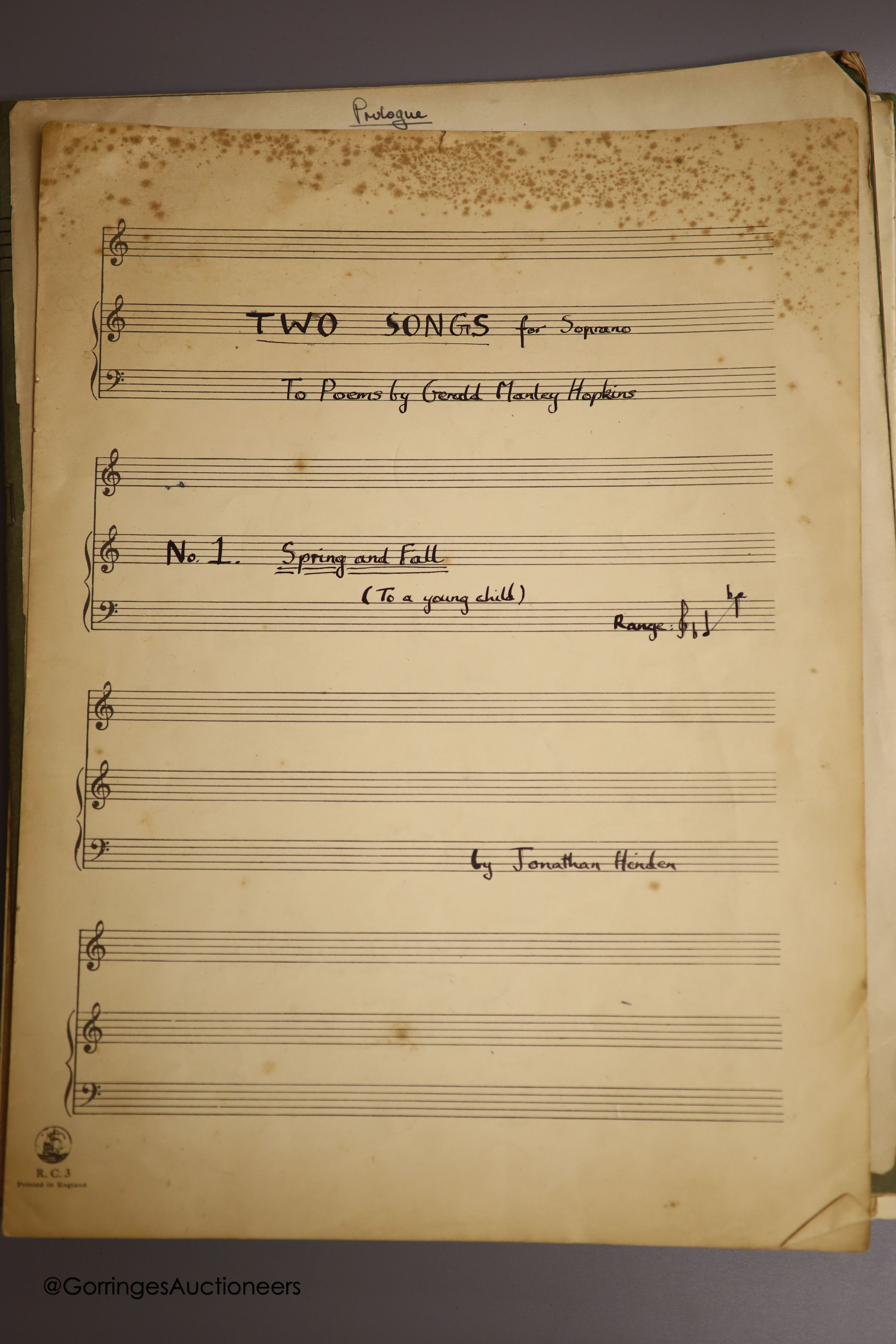 Jonathan Hinden, conductor and former Head of Music staff at Glyndebourne, a collection of his hand-annotated manuscript books